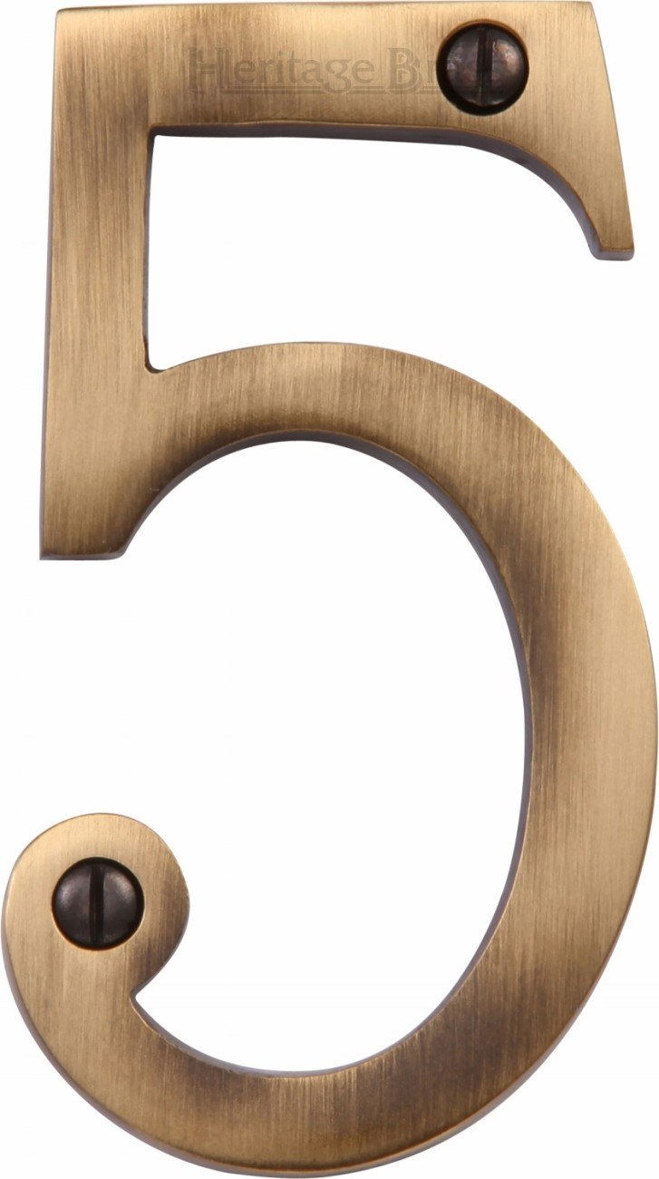 Heritage Brass Numeral 5 Face Fix 76mm (3