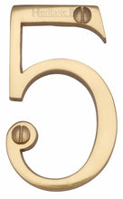 Load image into Gallery viewer, Heritage Brass Numeral 5 Face Fix 76mm (3&quot;)