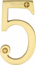 Load image into Gallery viewer, Heritage Brass Numeral 5 Face Fix 76mm (3&quot;)