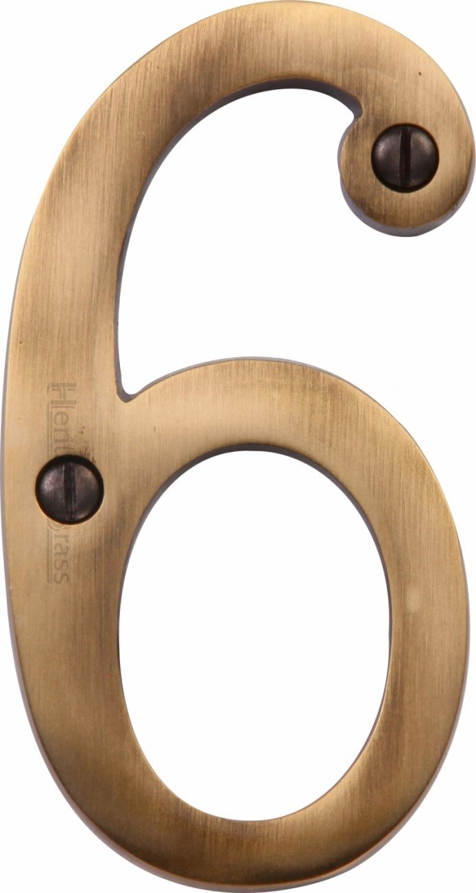 Heritage Brass Numeral 6 Face Fix 76mm (3