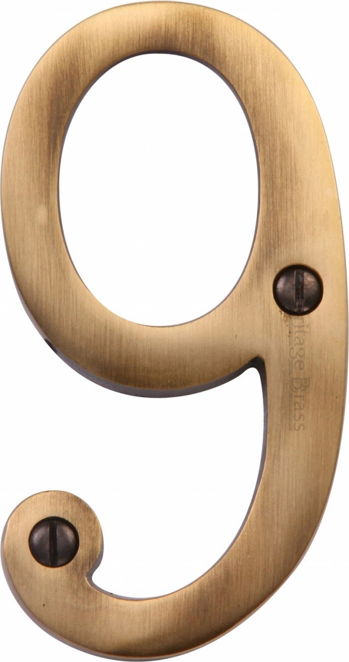 Heritage Brass Numeral 9 Face Fix 76mm (3