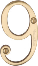 Load image into Gallery viewer, Heritage Brass Numeral 9 Face Fix 76mm (3&quot;)