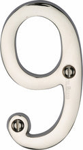 Load image into Gallery viewer, Heritage Brass Numeral 9 Face Fix 76mm (3&quot;)