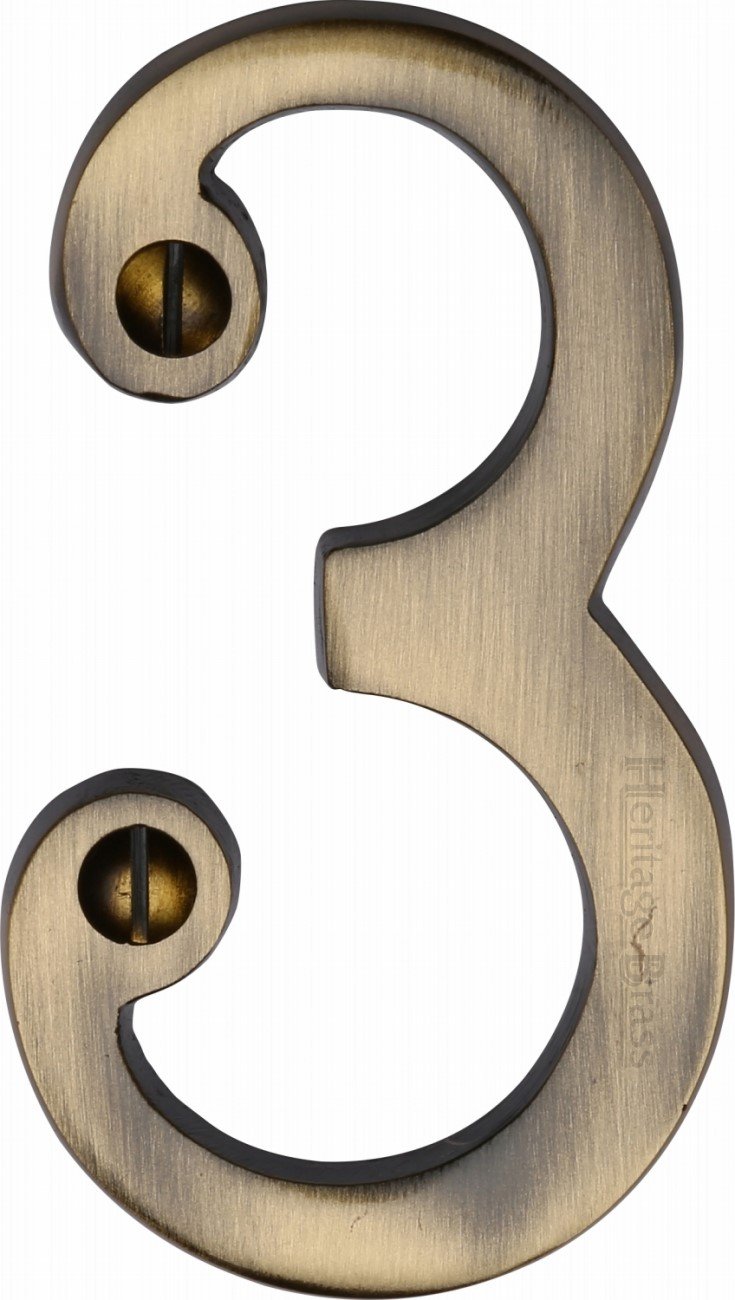 Heritage Brass Numeral 3 Face Fix 76mm (3