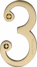 Load image into Gallery viewer, Heritage Brass Numeral 3 Face Fix 76mm (3&quot;)