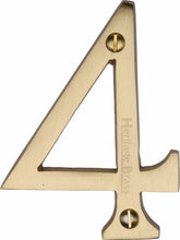 Load image into Gallery viewer, Heritage Brass Numeral 4 Face Fix 76mm (3&quot;)