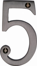 Load image into Gallery viewer, Heritage Brass Numeral 5 Face Fix 76mm (3&quot;)