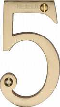 Load image into Gallery viewer, Heritage Brass Numeral 5 Face Fix 76mm (3&quot;)