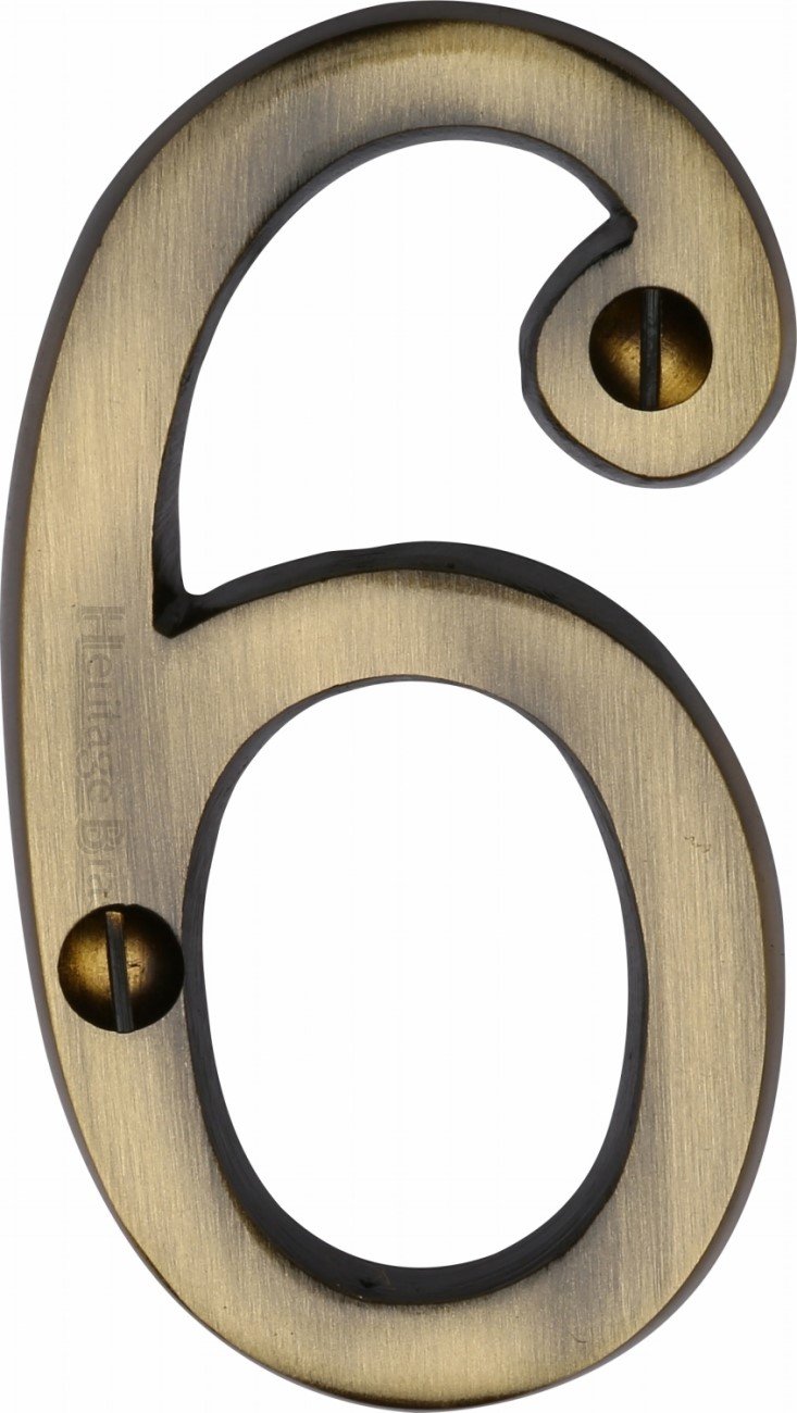 Heritage Brass Numeral 6 Face Fix 76mm (3
