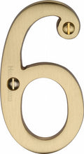Load image into Gallery viewer, Heritage Brass Numeral 6 Face Fix 76mm (3&quot;)