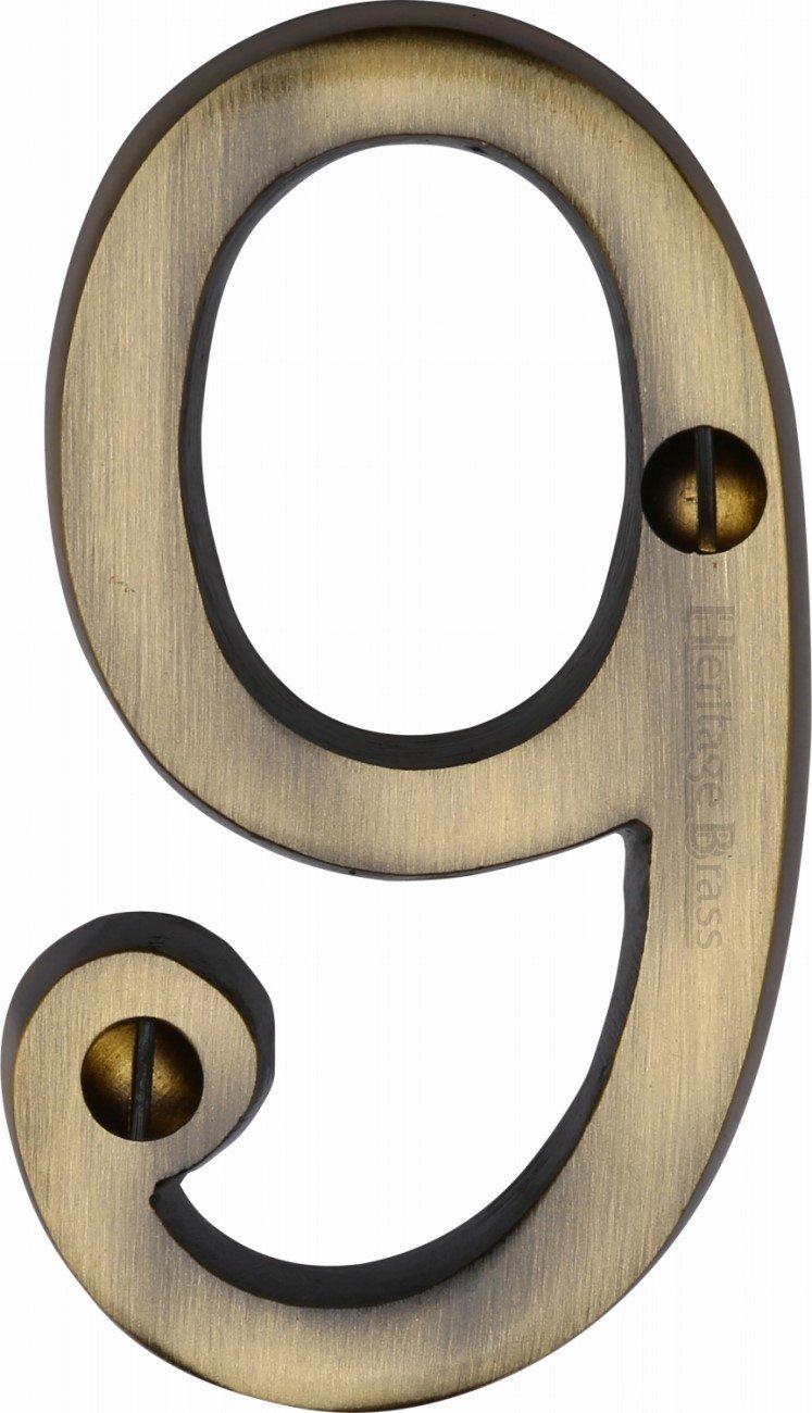 Heritage Brass Numeral 9 Face Fix 76mm (3