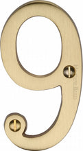 Load image into Gallery viewer, Heritage Brass Numeral 9 Face Fix 76mm (3&quot;)