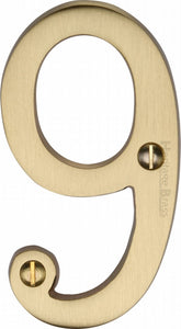 Heritage Brass Numeral 9 Face Fix 76mm (3")