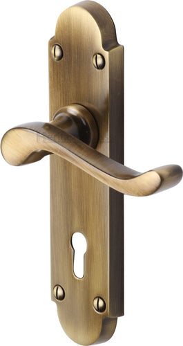 Heritage Brass Door Handle Lever Lock Savoy Design