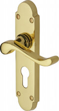 Load image into Gallery viewer, Heritage Brass Door Handle for Euro Profile Plate Savoy Design