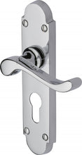Load image into Gallery viewer, Heritage Brass Door Handle for Euro Profile Plate Savoy Design