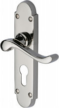 Load image into Gallery viewer, Heritage Brass Door Handle for Euro Profile Plate Savoy Design