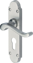 Load image into Gallery viewer, Heritage Brass Door Handle for Euro Profile Plate Savoy Design
