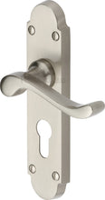 Load image into Gallery viewer, Heritage Brass Door Handle for Euro Profile Plate Savoy Design