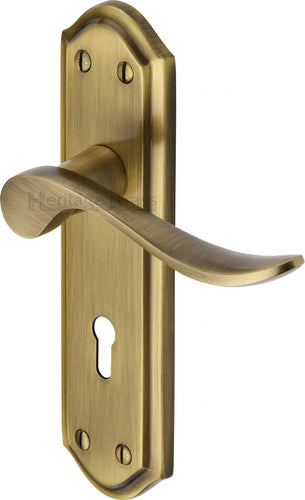 Heritage Brass Door Handle Lever Lock Sandown Design