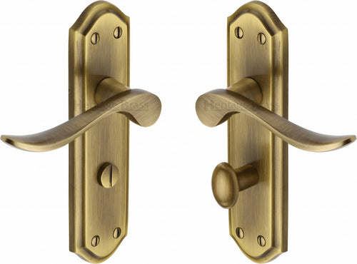 Heritage Brass Door Handle for Bathroom Sandown Design