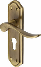 Load image into Gallery viewer, Heritage Brass Door Handle for Euro Profile Plate Sandown Design
