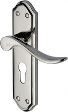 Load image into Gallery viewer, Heritage Brass Door Handle for Euro Profile Plate Sandown Design