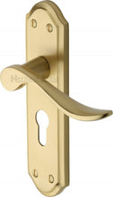 Load image into Gallery viewer, Heritage Brass Door Handle for Euro Profile Plate Sandown Design