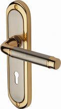Load image into Gallery viewer, Heritage Brass Door Handle Lever Lock Saturn Design