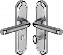 Load image into Gallery viewer, Heritage Brass Door Handle for Bathroom Saturn Design