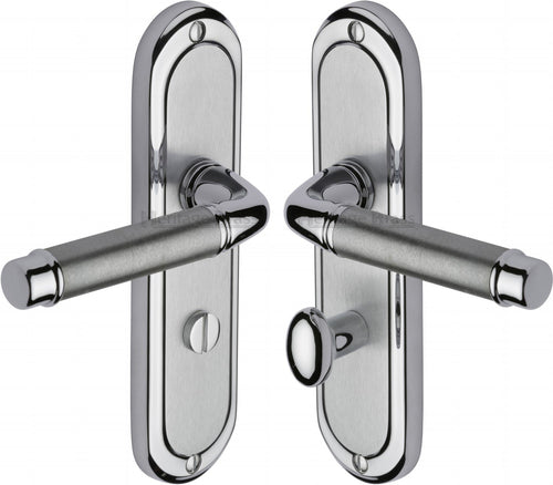 Heritage Brass Door Handle for Bathroom Saturn Design