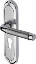 Load image into Gallery viewer, Heritage Brass Door Handle for Euro Profile Plate Saturn Design