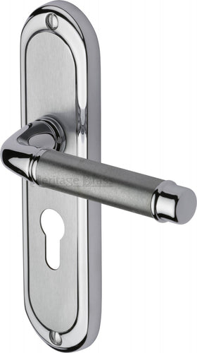 Heritage Brass Door Handle for Euro Profile Plate Saturn Design