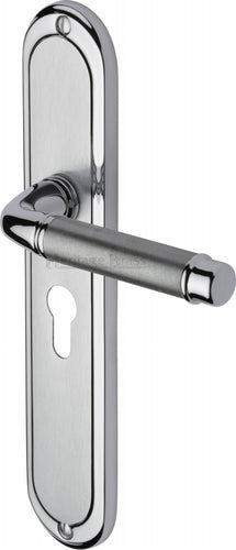 Heritage Brass Door Handle for Euro Profile Plate Saturn Long Design