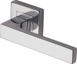 Heritage Brass Door Handle Lever Latch on Square Rose Delta Sq Design