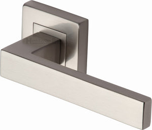 Heritage Brass Door Handle Lever Latch on Square Rose Delta Sq Design