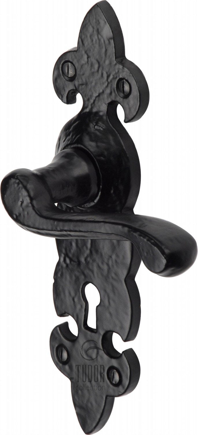 The Tudor Door Handle Lever Lock Fleur de Lys Design