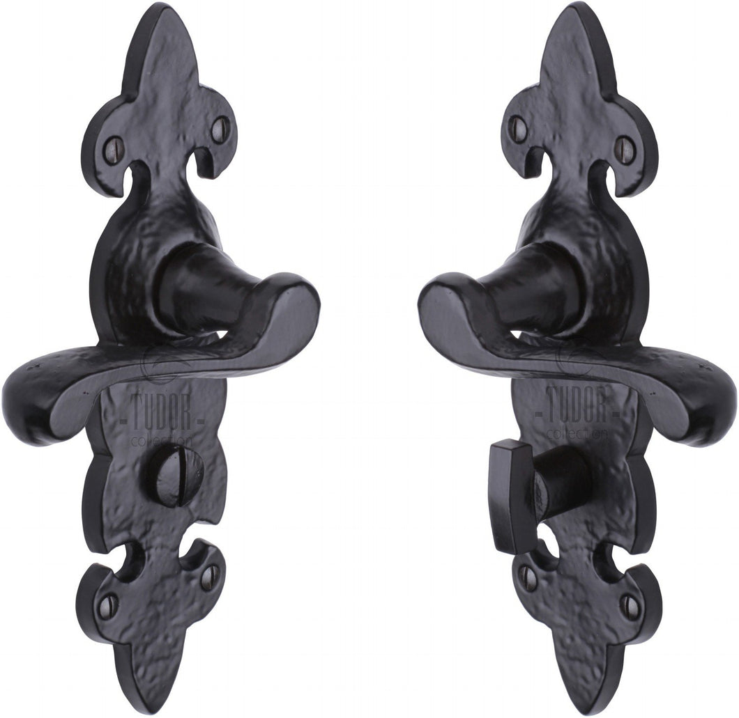The Tudor Door Handle for Bathroom Fleur de Lys Design
