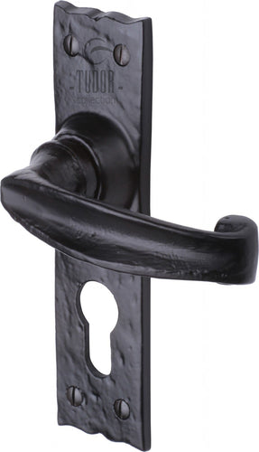The Tudor Door Handle for Euro Profile Plate Wellington Design