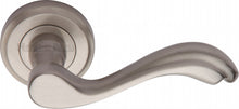 Load image into Gallery viewer, Heritage Brass Door Handle Lever Latch on Round Rose Lisboa Design