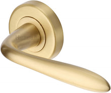 Load image into Gallery viewer, Heritage Brass Door Handle Lever Latch on Round Rose Sutton Design
