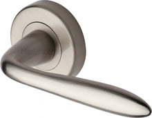 Load image into Gallery viewer, Heritage Brass Door Handle Lever Latch on Round Rose Sutton Design