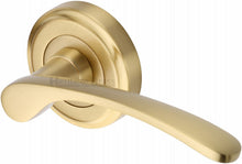 Load image into Gallery viewer, Heritage Brass Door Handle Lever Latch on Round Rose Sophia Design