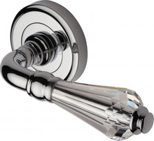 Load image into Gallery viewer, Heritage Brass Door Handle Lever Latch on Round Rose Crystal Design