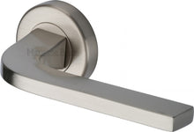 Load image into Gallery viewer, Heritage Brass Door Handle Lever on Rose Bellagio Design