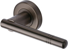 Load image into Gallery viewer, Heritage Brass Door Handle Lever Latch on Round Rose Alicia Design