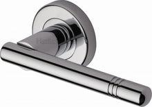 Load image into Gallery viewer, Heritage Brass Door Handle Lever Latch on Round Rose Alicia Design