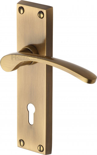 Heritage Brass Door Handle Lever Lock Sophia Design