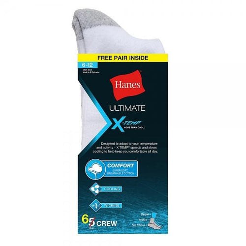 Hanes Ultimate™ X-Temp® Men's No-Show White 6-Pack (Includes 1 Free Bonus Pair)