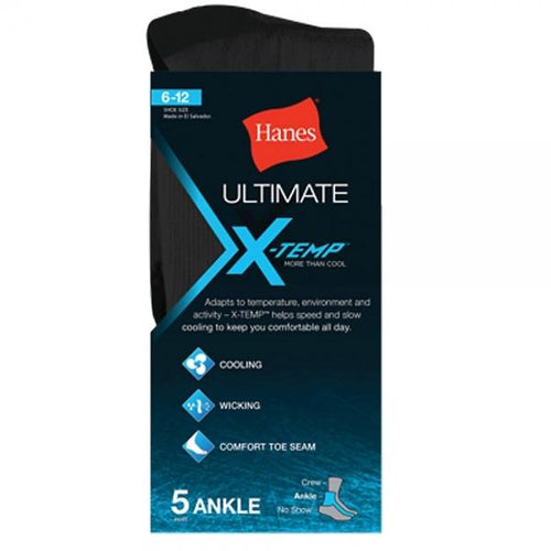 Hanes Men's Ultimate X-Temp™ Ankle Socks - Black